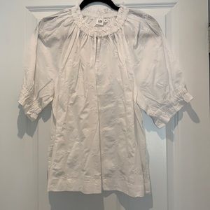 Gap white cotton floral embroidered short sleeved blouse